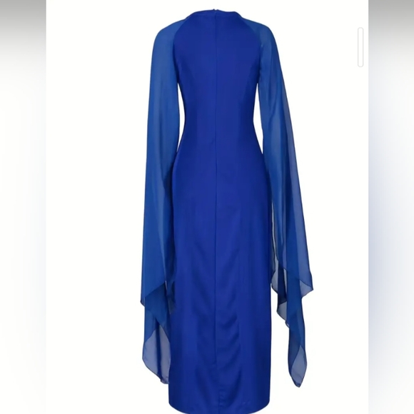 Plus Size Beautiful Stretch Dress w Sheer Sleeves (18+/2X) - Picture 3 of 4